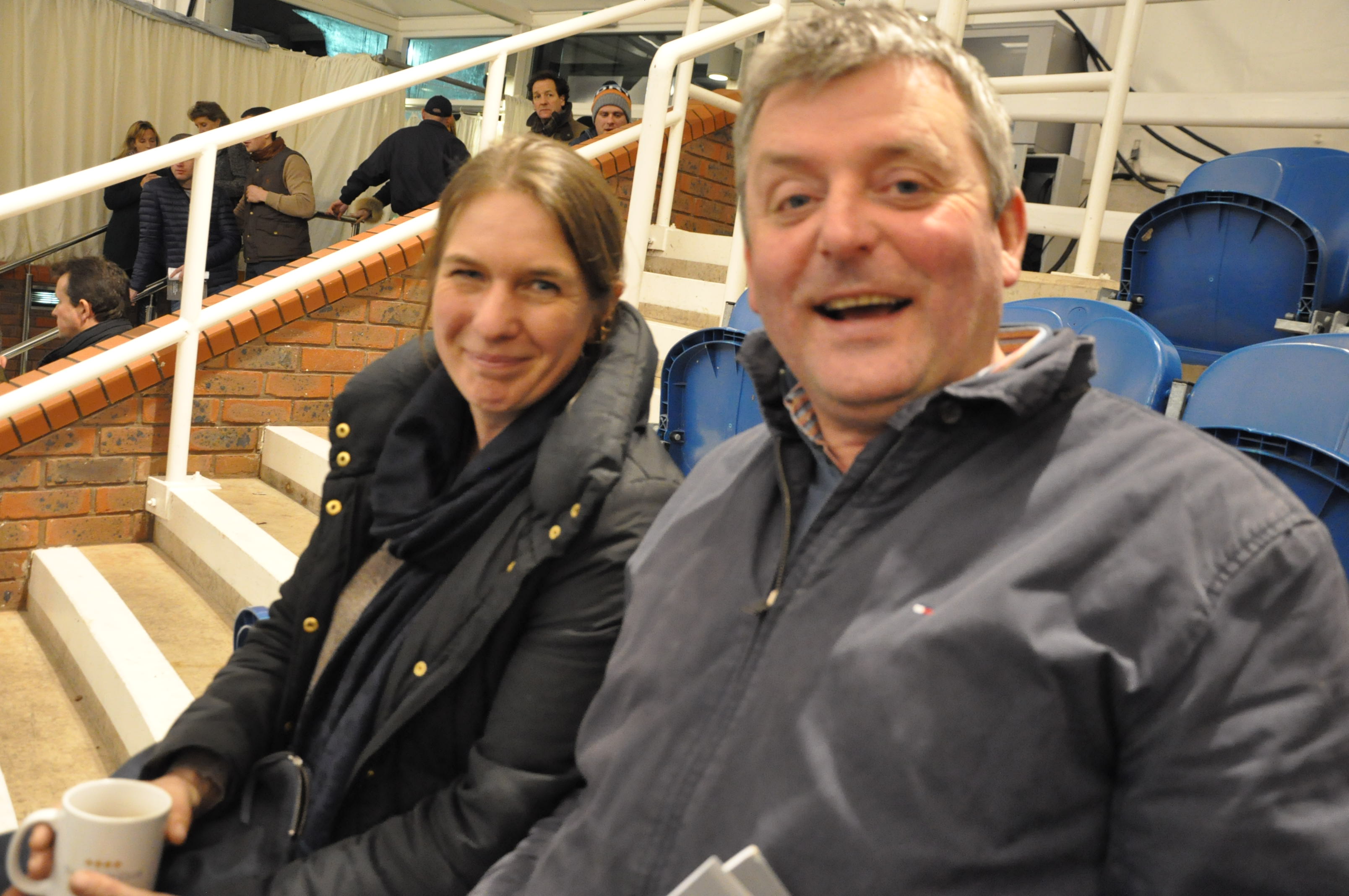 Michael Goff at the ring with friend Suzy Smith after  selling the sales top lot Ce