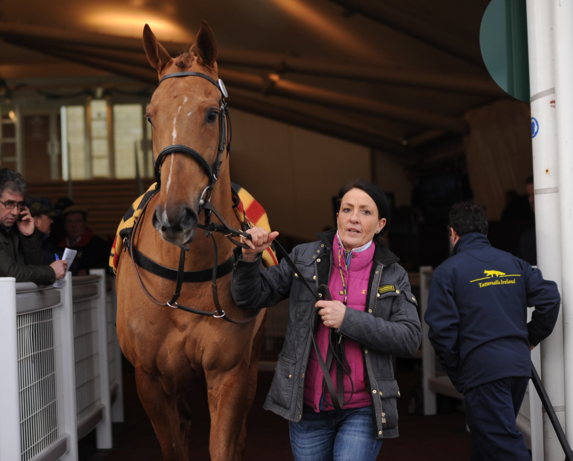 Debbie Hamer exits the ring after the sale of Billy Bronco for 110000